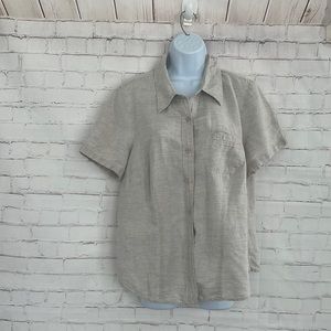 Lane Bryant linen blend cream blouse size 14-16